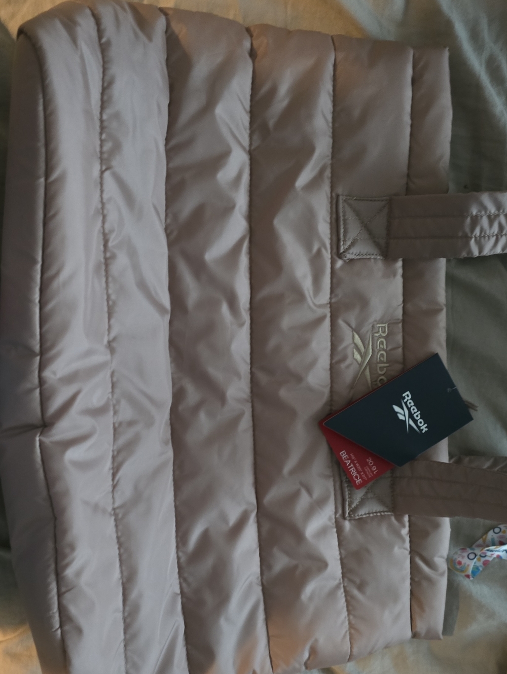 Reebok Quilted Tote in Pale Pink